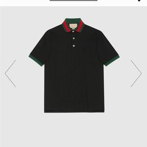 GUCCI COTTON PIQUET POLO WITH WEB COLLAR SIZE SMALL